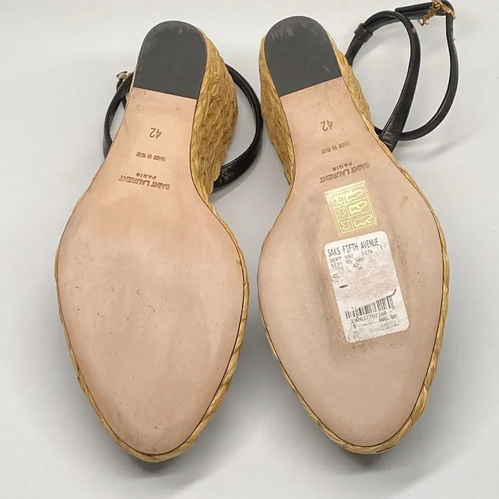 Saint Laurent Paloma 95 leather espadrille wedge sandals size 42 - Picture 15 of 16